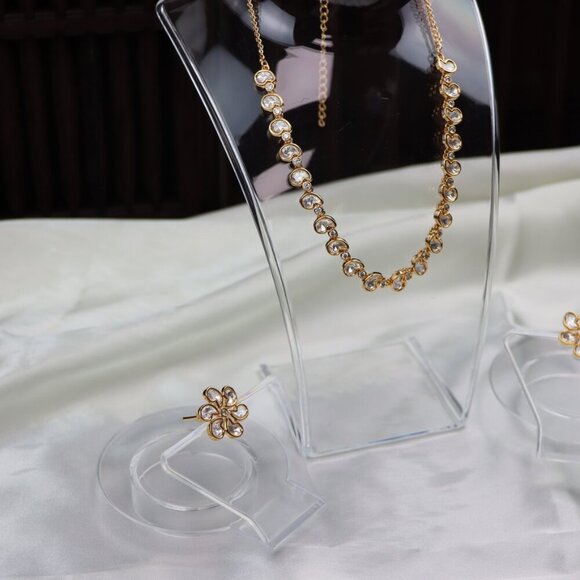 Elegant Brass Kundan Necklace & Earrings Set, JP42 - Picture 10 of 12